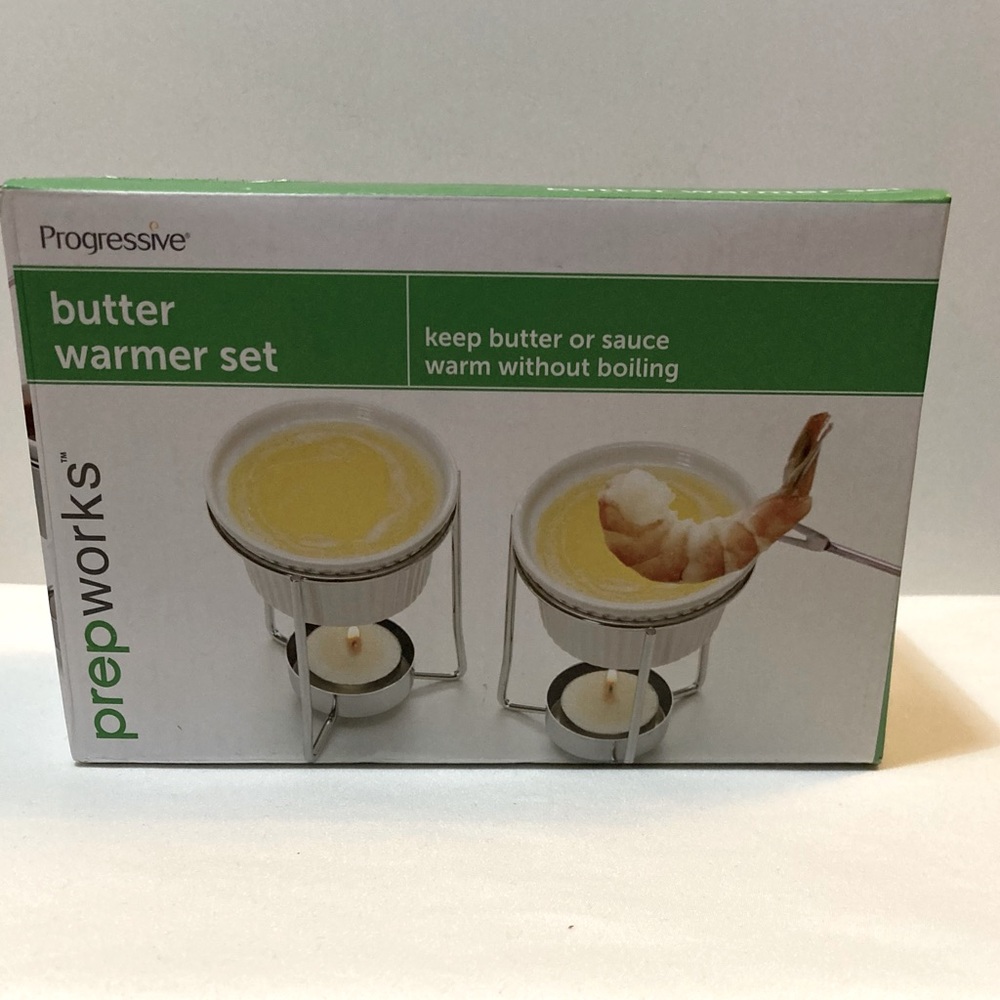 BUTTER WARMER SET WHITE CERAMIC 
PREP WORKS
NWT